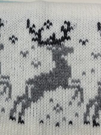 reindeer pattern woven on a scarf - detailの写真素材