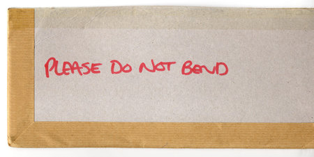 Please do not bend warning isolated over gray background