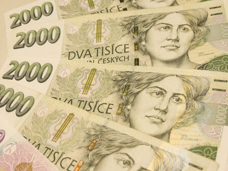 Czech korunas CZK (legal tender of the Czech Republic) banknotesの写真素材