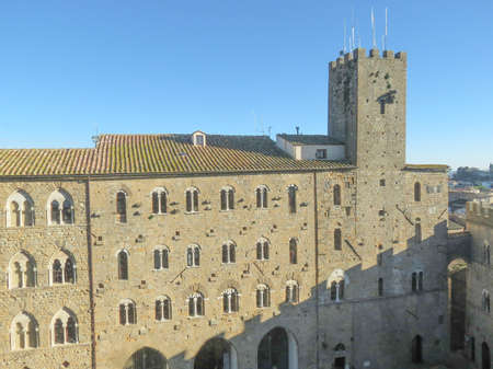 Volterra, Italian medieval town - view of the city centre - Palazzo della Prefetturaのeditorial素材