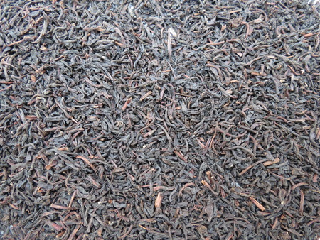 Loose black green tea leaves  backgroundの写真素材