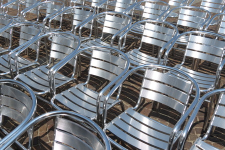 steel chair audience useful as entertainment conceptの写真素材