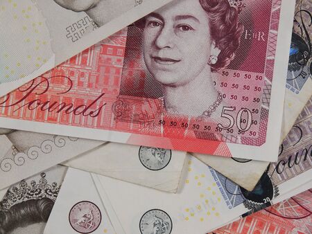 LONDON, UK - CIRCA JULY 2015: Sterling pound GBP banknotes, currency of the United Kingdomのeditorial素材