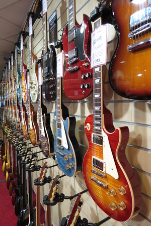 YORK, UK - CIRCA AUGUST 2015: electric guitar for saleのeditorial素材