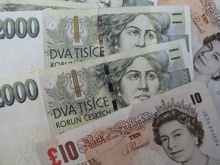 Czech korunas CZK (legal tender of the Czech Republic) banknotesの写真素材