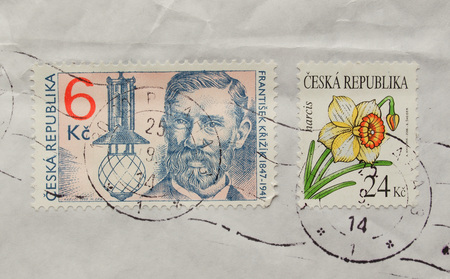 PRAGUE, CZECH REPUBLIC - CIRCA MAY 2015: envelope with Czech stampsのeditorial素材