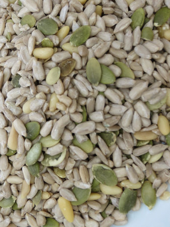 Seed mixture of Pumpkin, sunflower and sesame seedsの写真素材