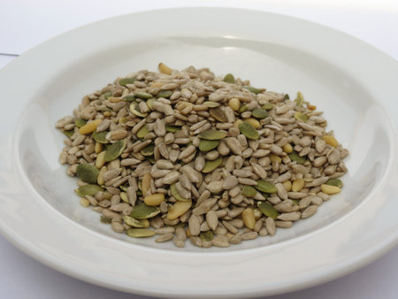 Seed mixture of Pumpkin, sunflower and sesame seedsの写真素材