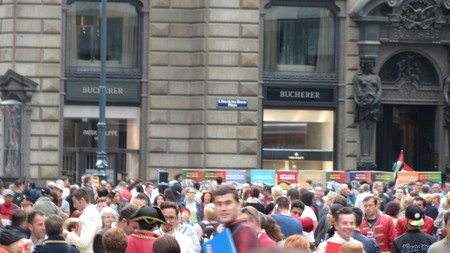 VIENNA, AUSTRIA - CIRCA APRIL 2016: crowd of people strolling in the very city centreのeditorial素材