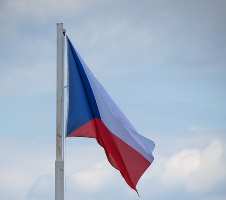 Flag of the Czech Republic floating in the airの写真素材