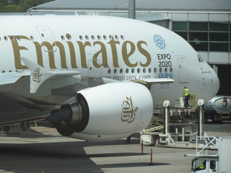 PRAGUE, CZECH REPUBLIC - CIRCA JULY 2016: World biggest passenger aircraft Airbus A380 of the...