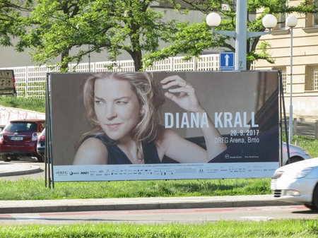 BRNO, CZECH REPUBLIC - CIRCA MAY 2017: Diana Krall gig ad in Brnoのeditorial素材