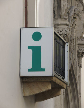 tourist information centre white label with green iの写真素材