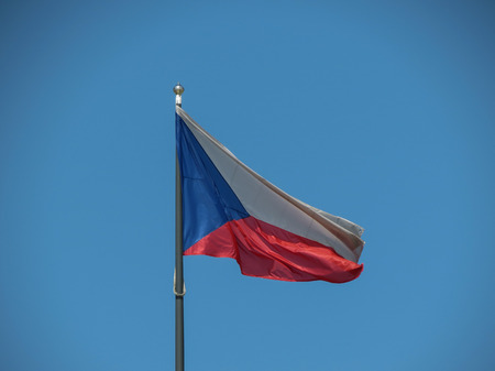 the Czech national flag of Czech Republic, Europeの写真素材