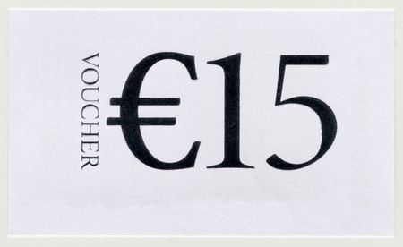15 EUR generic voucher printed on paperの写真素材
