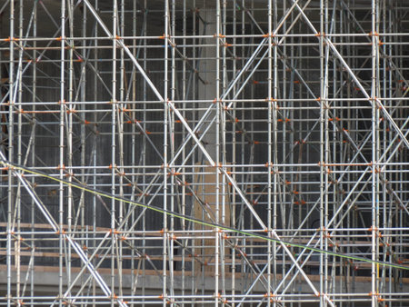 temporary scaffold for construction works at building site