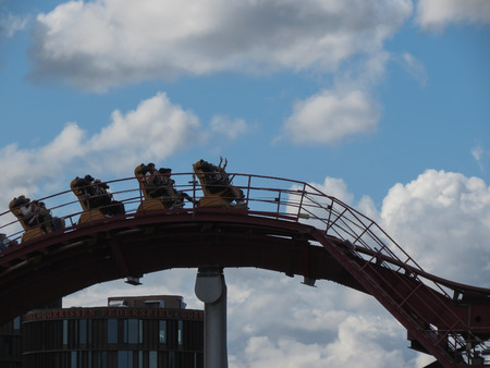 COPENHAGEN, DENMARK - CIRCA AUGUST 2017: Tivoli Gardens, a famous amusement park and pleasure garden; it is the most-visited theme park in Scandinaviaのeditorial素材