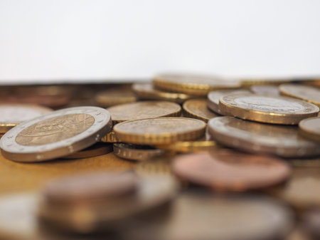 Euro coins money (EUR), currency of European Union