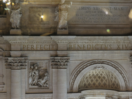 ROME, ITALY - CIRCA OCTOBER 2018: Trevi Fountain (Fontana di Trevi) aerial view by nightのeditorial素材