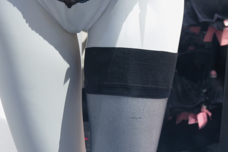 DRESDEN, GERMANY - CIRCA MARCH 2016: black holdups with sheer top bandのeditorial素材