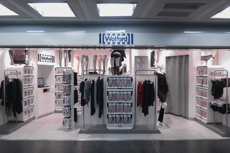LINATE, ITALY - CIRCA JANUARY 2016: Wolford brand store at the airport of Milano Linateのeditorial素材