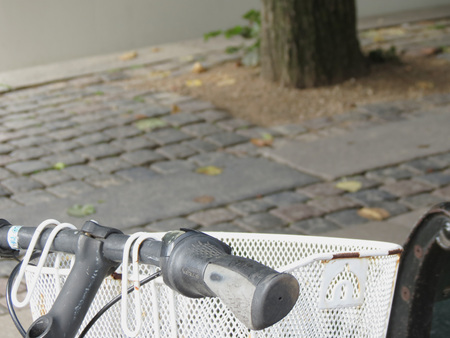 COPENHAGEN, DENMARK - CIRCA AUGUST 2017: detail of a bicycle (aka bike or cycle) handlebarのeditorial素材