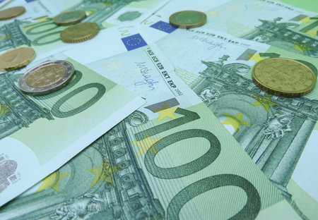 Euro banknotes and coins (EUR), currency of European Union