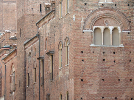 medieval town hall building in Cremona, Italyの写真素材