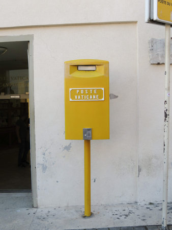 VATICAN CITY, ROME, VATICAN CITY STATE - CIRCA OCTOBER 2018: a letter box mailbox of Vatican mail...