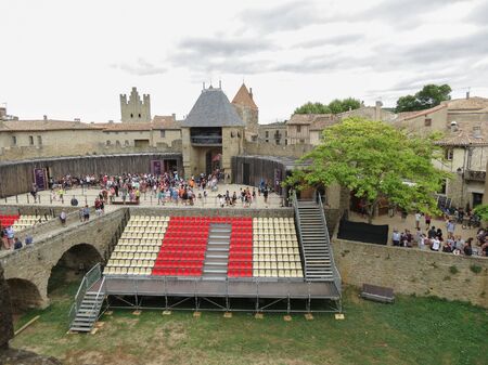 CARCASSONNE, FRANCE - CIRCA AUGUST 2018: view of the medieval city centreのeditorial素材