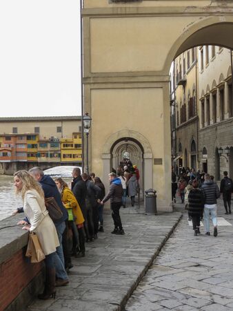 FLORENCE, ITALY - CIRCA NOVEMBER 2019: Ponte Vecchio meaning Old Bridge over River Arnoのeditorial素材