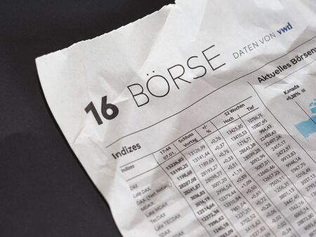 HAMBURG, GERMANY - CIRCA JANUARY 2020: Boerse (translation Stock Market) on Die Welt (translation The World) German newspaperのeditorial素材