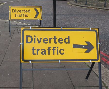 Diverted traffic - Traffic signal in London, UKの写真素材