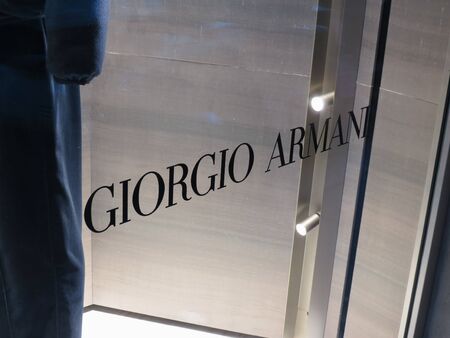 FLORENCE, ITALY - CIRCA OCTOBER 2018: store front of Giorgio Armani brand storeのeditorial素材