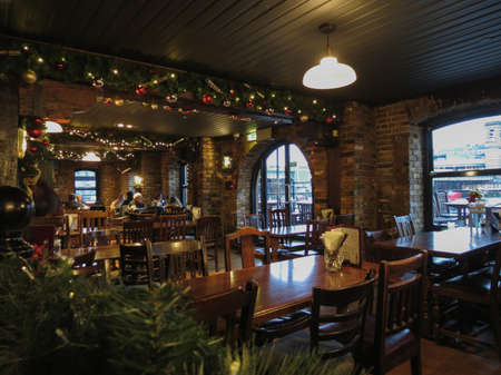 LONDON, UK - CIRCA NOVEMBER 2019: interiors of a Public Houseのeditorial素材