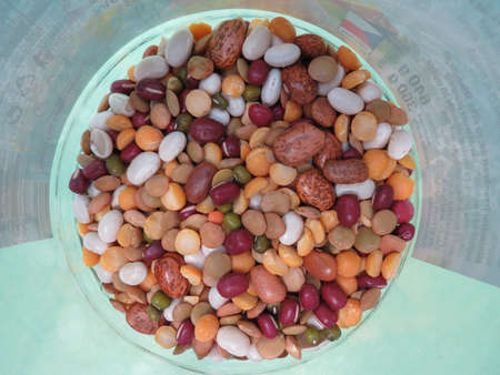 PRAGUE, CZECH REPUBLIC - CIRCA FEBRUARY 2020: raw dried legumes vegetables vegetarian food in a bowlのeditorial素材