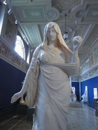 COPENHAGEN, DENMARK - CIRCA AUGUST 2017: modern marble statue of a woman or a goddessのeditorial素材