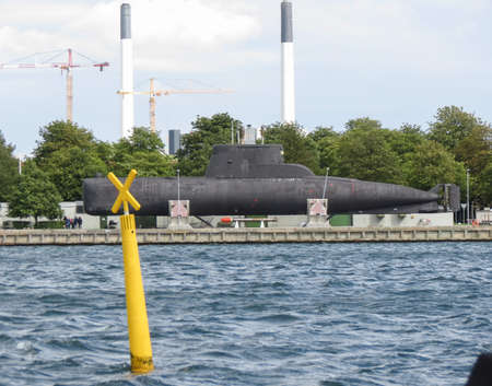 COPENHAGEN, DENMARK - CIRCA AUGUST 2017: black submarine out of waterのeditorial素材