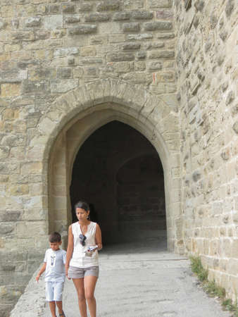 CARCASSONNE, FRANCE - CIRCA AUGUST 2018: gate to the medieval walled townのeditorial素材