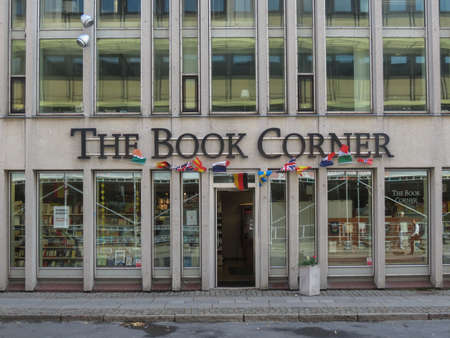 GOTEBURG, SWEDEN - CIRCA AUGUST 2017: storefront of bookshop The Book Cornerのeditorial素材
