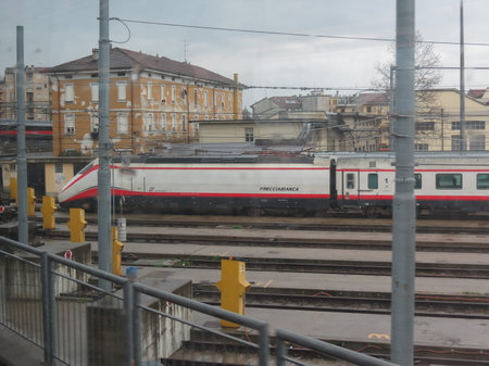 MILAN, ITALY - CIRCA MARCH 2018: Frecciabianca Intercity train at Milan Main railway stationのeditorial素材