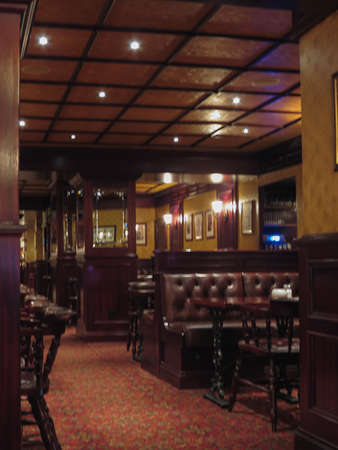 GOTEBURG, SWEDEN - CIRCA AUGUST 2017: interiors of a traditional vintage British pubのeditorial素材