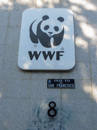 MADRID, SPAIN - CIRCA JUNE 2015: WWF World Wildlife Fund signのeditorial素材