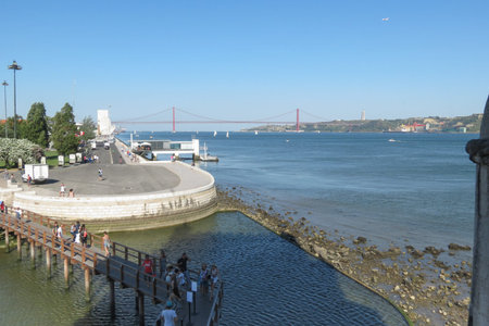 LISBON, PORTUGAL - CIRCA JUNE 2015: 25th April cable-stayed bridge (Ponte 25 de Abril)
