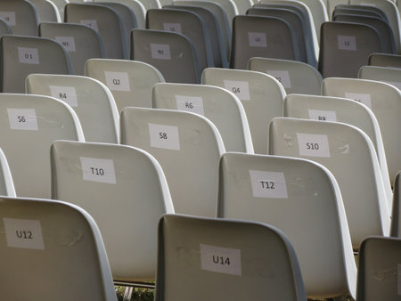 empty audience seats for an entertainment eventの写真素材