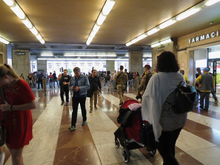 FLORENCE, ITALY - OCTOBER 10, 2018: Firenze Santa Maria Novella railway station - entry galleryのeditorial素材