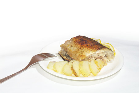 baked fish isolated