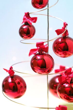 Red Christmas tree decoration ballsの写真素材