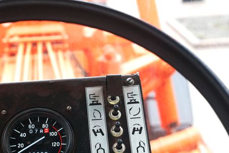 Heavy tractor cab insideの写真素材