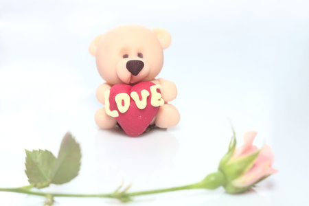 valentines day background - rose and sugar bear